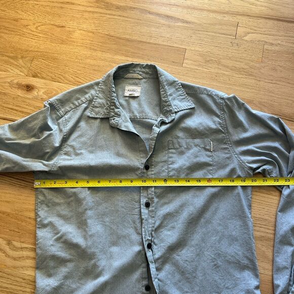 Ambig Mens Blue Long Sleeve Button Down Front Size Medium Cotton Blend Classic - Picture 5 of 9